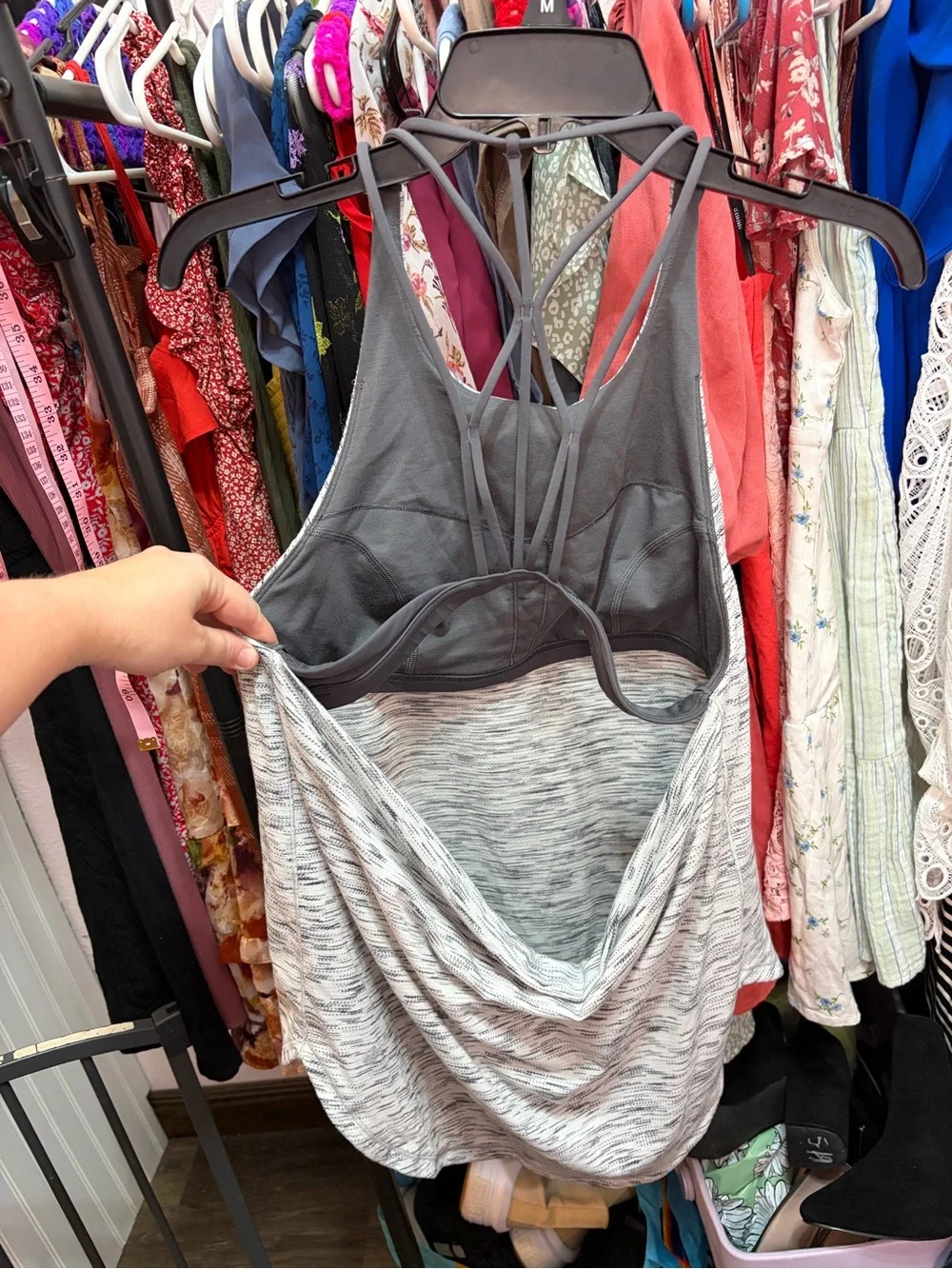 lululemon athletica Light Gray Marble Knit Strappy Tank